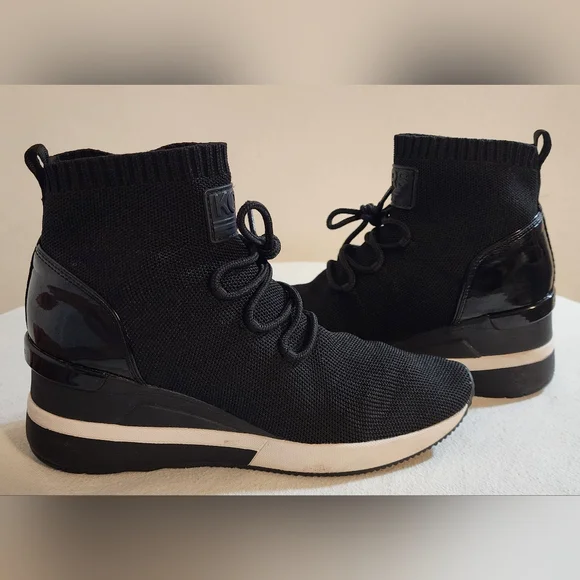 Michael Kors Skyler Knit Black Sock High-Top Women Sneakers 7.5 - Picture 6 of 12